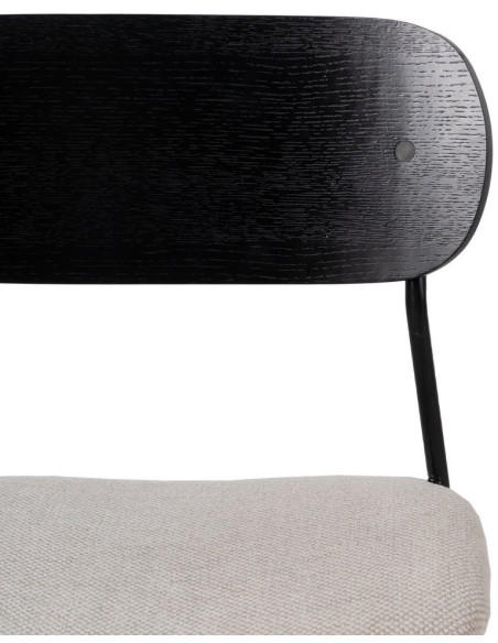 Chaise moderne d'écolier en Tissu Blanc Plywood Noir Métal Noir Nelda (Lot de 4) - 4