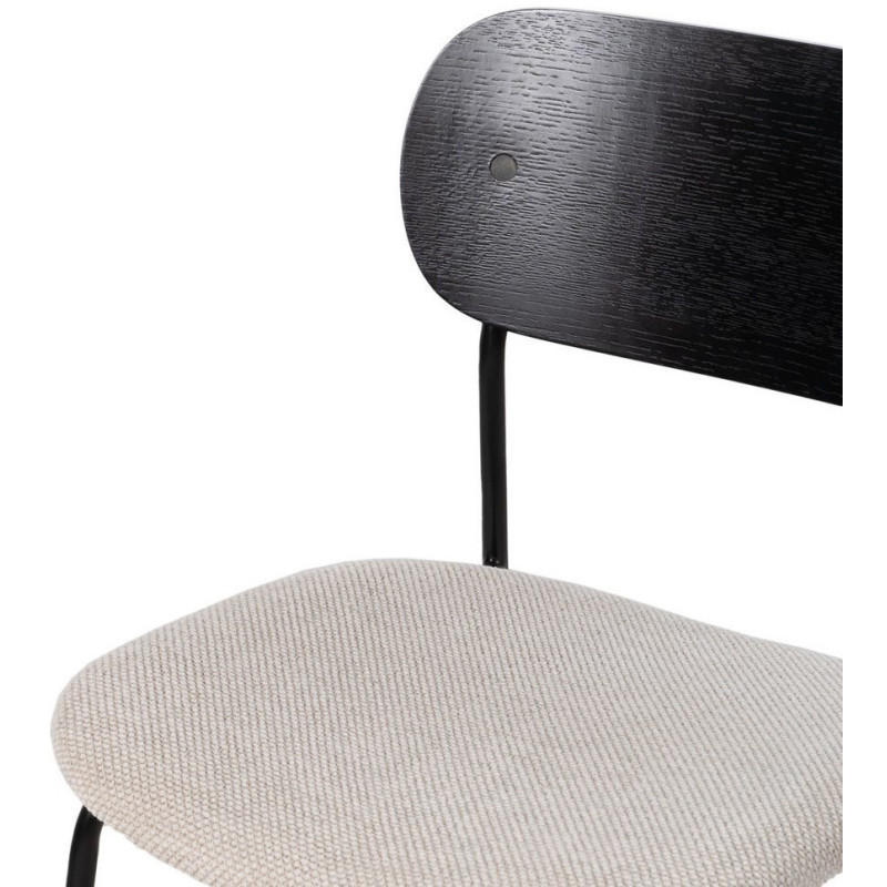 Chaise moderne d'écolier en Tissu Blanc Plywood Noir Métal Noir Nelda (Lot de 4) - 5