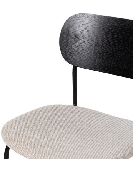 Chaise moderne d'écolier en Tissu Blanc Plywood Noir Métal Noir Nelda (Lot de 4) - 5