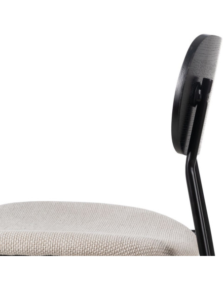 Chaise moderne d'écolier en Tissu Blanc Plywood Noir Métal Noir Nelda (Lot de 4) - 7