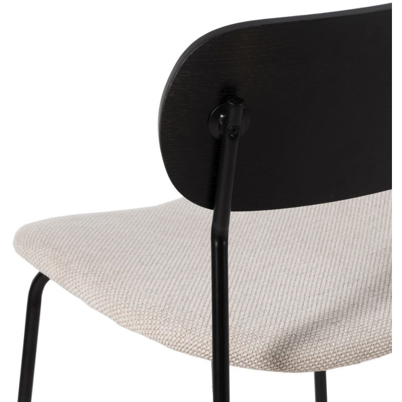 Chaise moderne d'écolier en Tissu Blanc Plywood Noir Métal Noir Nelda (Lot de 4) - 9