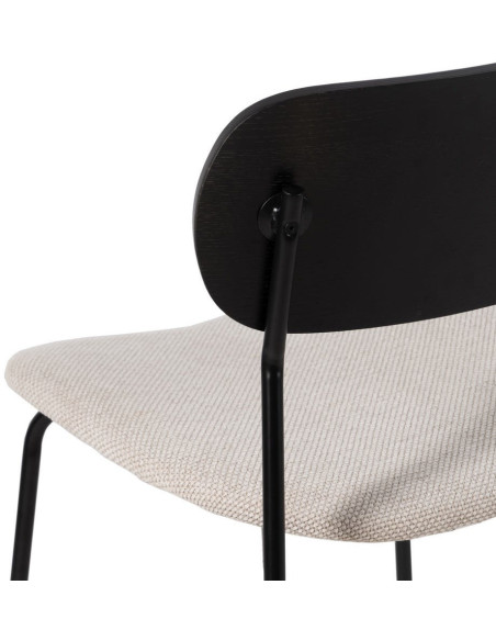 Chaise moderne d'écolier en Tissu Blanc Plywood Noir Métal Noir Nelda (Lot de 4) - 9
