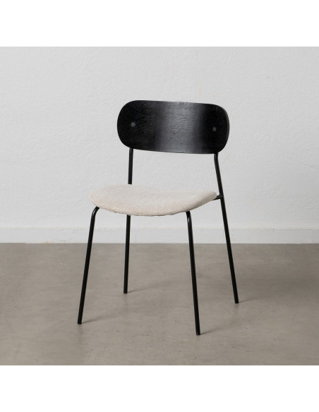 Chaise moderne d'écolier en Tissu Blanc Plywood Noir Métal Noir Nelda (Lot de 4) - 13