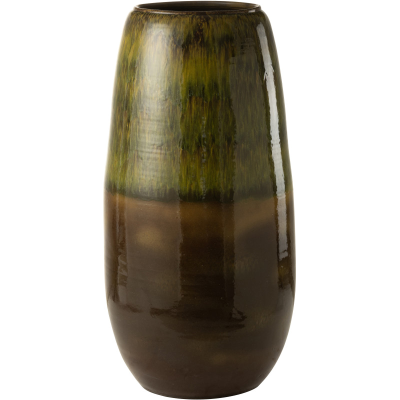 Vase Ovale XXL Hauteur 90 cm en Céramique Vert Marron Olive - 1