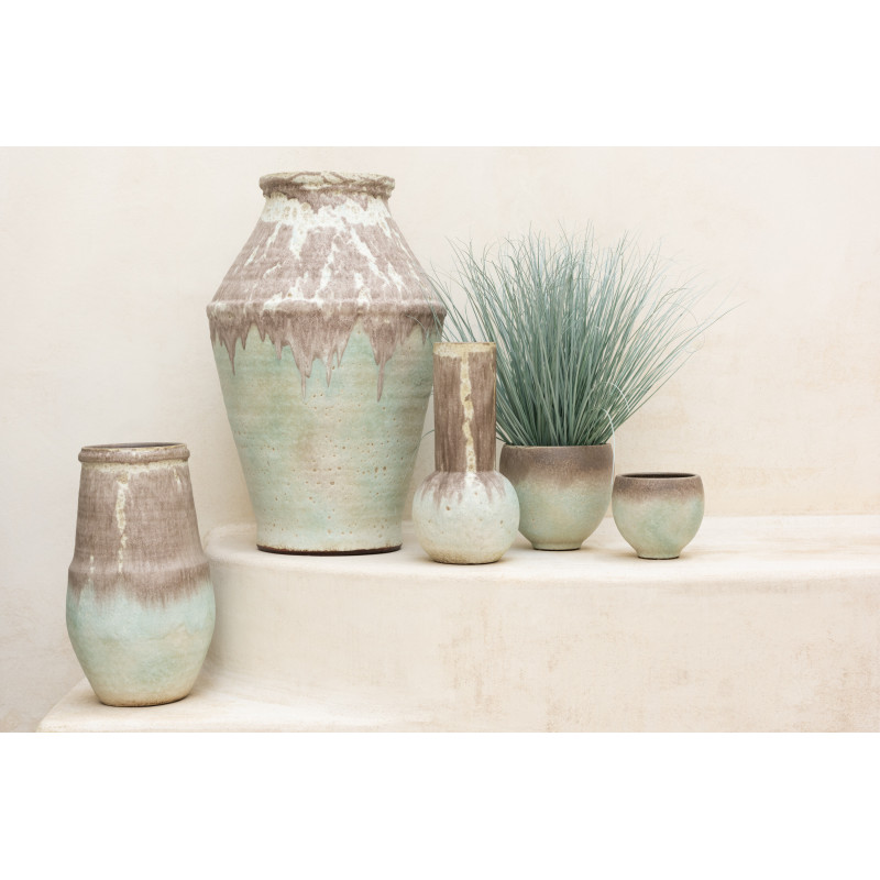 Vase Ovale Hauteur 47 cm en Céramique Gris Aqua Nice - 2