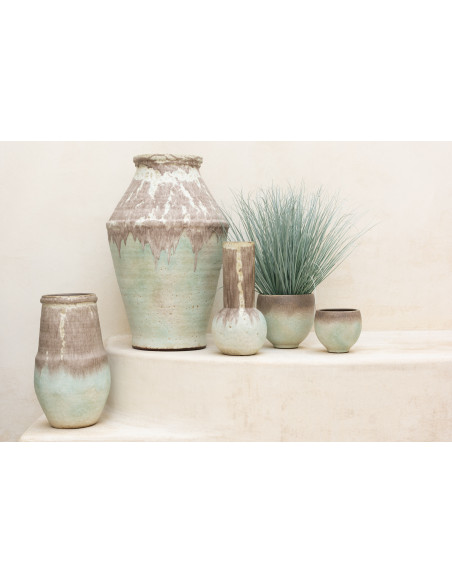 Vase Ovale Hauteur 47 cm en Céramique Gris Aqua Nice - 2