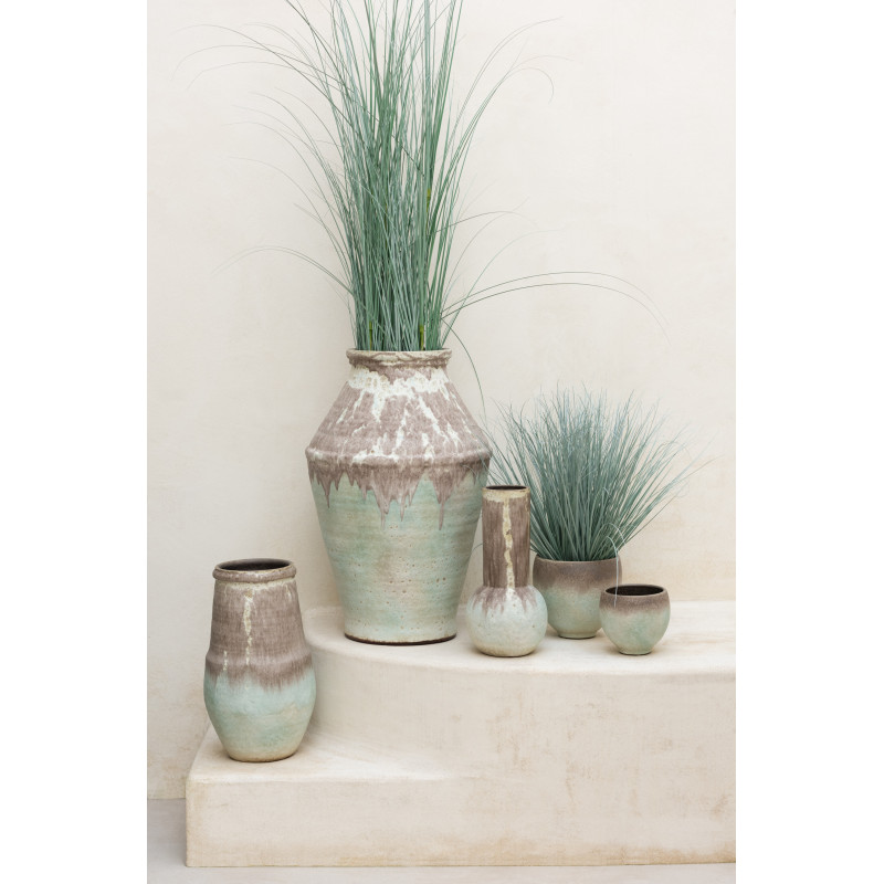 Vase Ovale Hauteur 47 cm en Céramique Gris Aqua Nice - 3