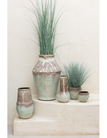 Vase Ovale Hauteur 47 cm en Céramique Gris Aqua Nice - 3