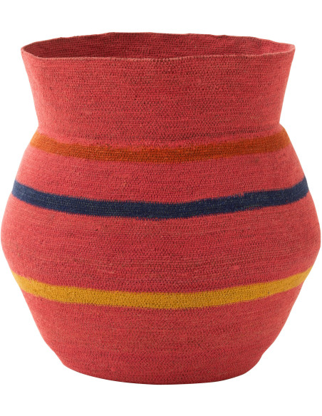 Cache-pot Rond Rond XL Diamètre 45 cm en Jonc de mer Rose Mahdi - 1