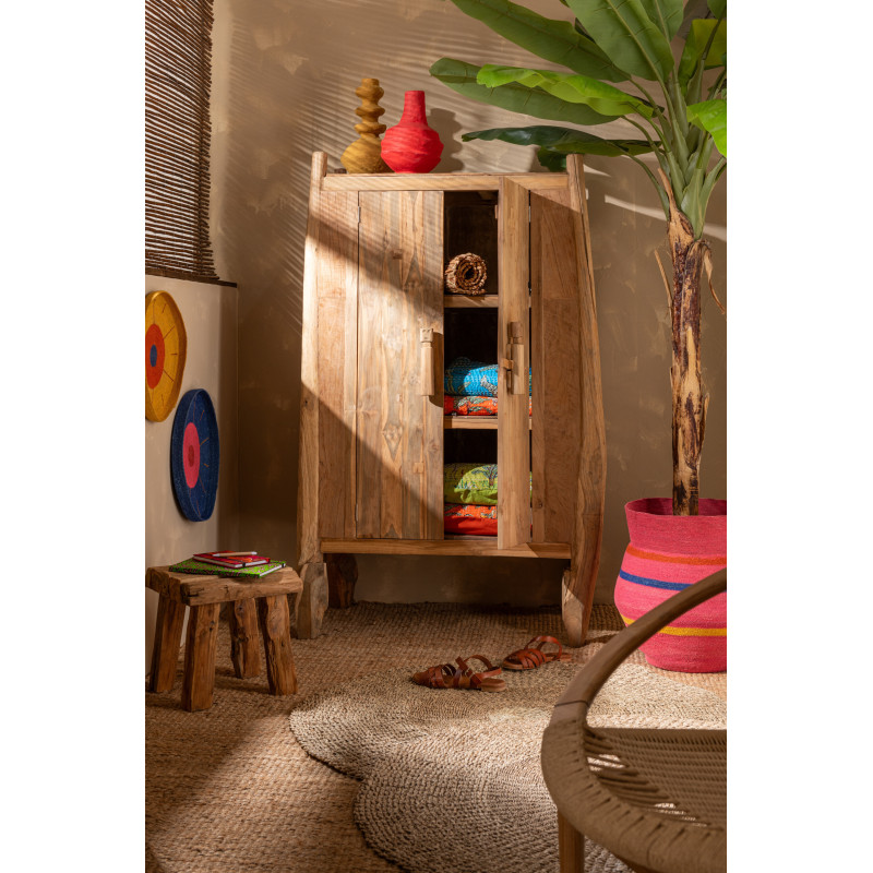 Cache-pot Rond Rond XL Diamètre 45 cm en Jonc de mer Rose Mahdi - 2