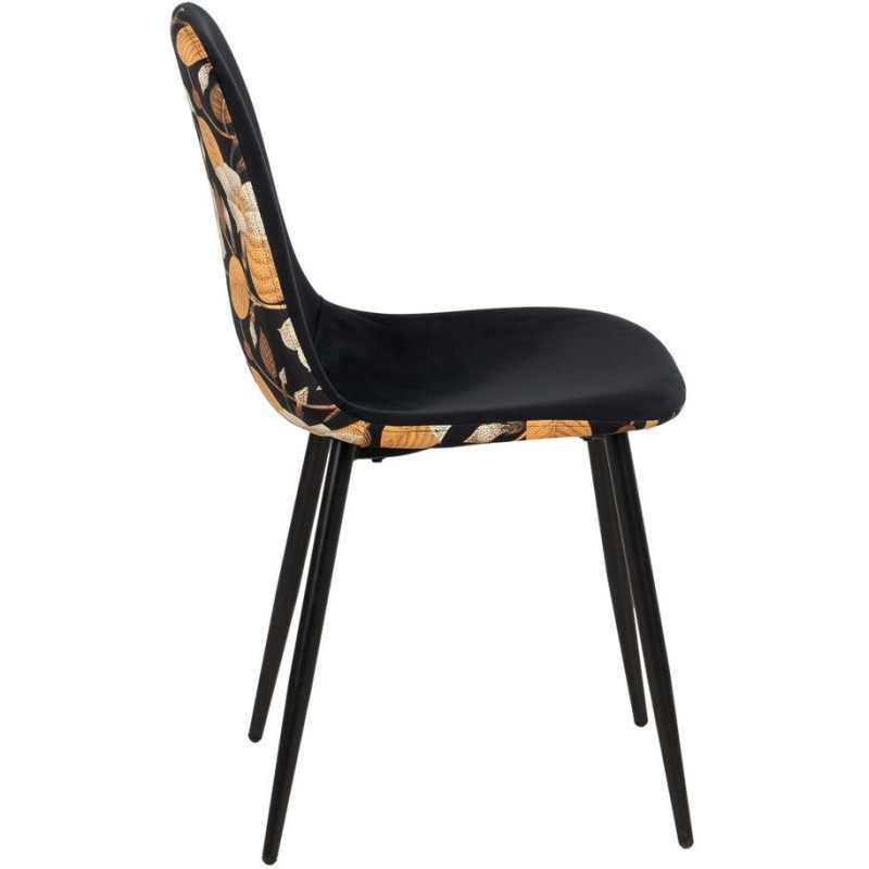 Chaise moderne dos motif fleurs en Tissu Métal Noir Nerea (Lot de 4) - 2