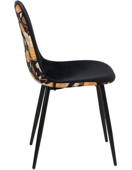 Chaise moderne dos motif fleurs en Tissu Métal Noir Nerea (Lot de 4) - 2