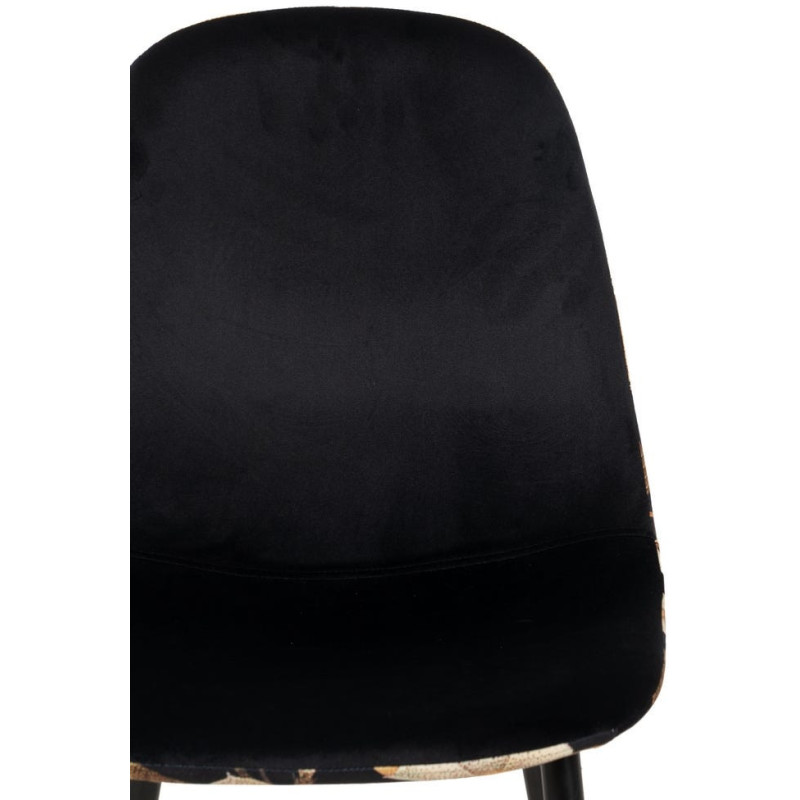 Chaise moderne dos motif fleurs en Tissu Métal Noir Nerea (Lot de 4) - 4