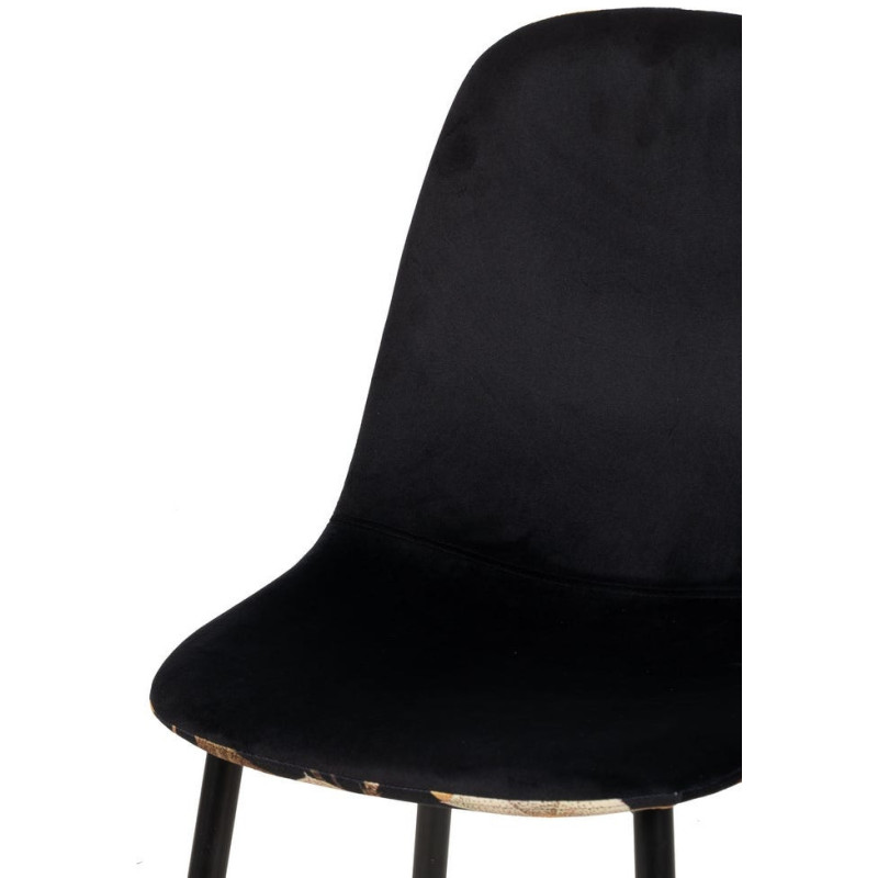 Chaise moderne dos motif fleurs en Tissu Métal Noir Nerea (Lot de 4) - 5