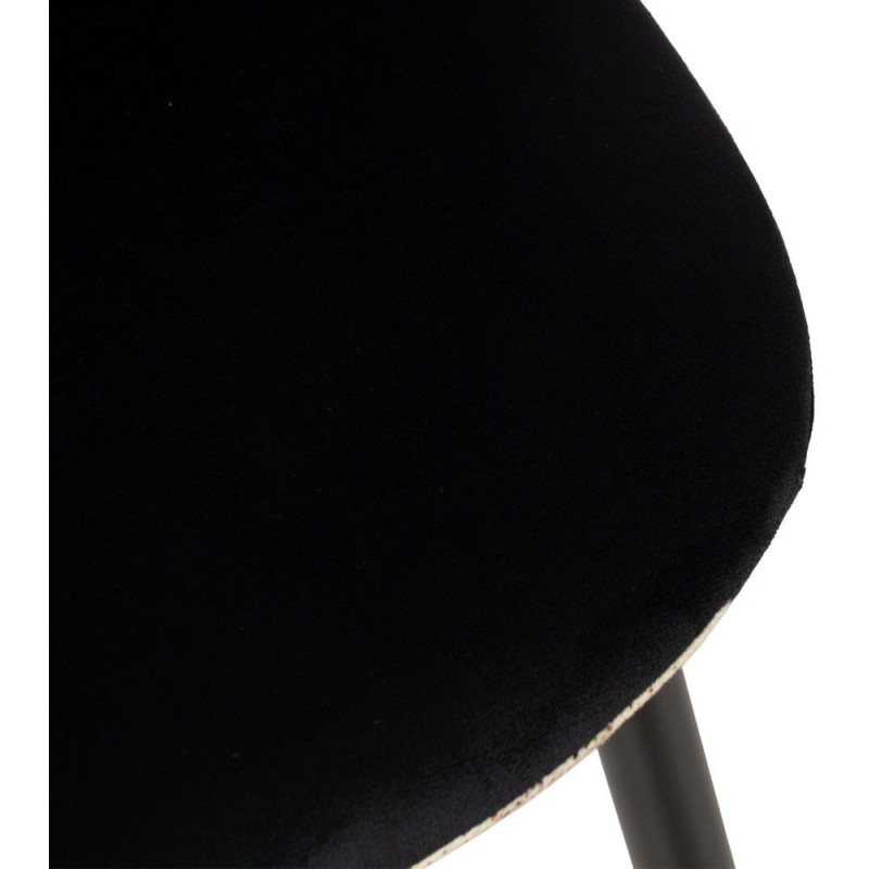 Chaise moderne dos motif fleurs en Tissu Métal Noir Nerea (Lot de 4) - 8