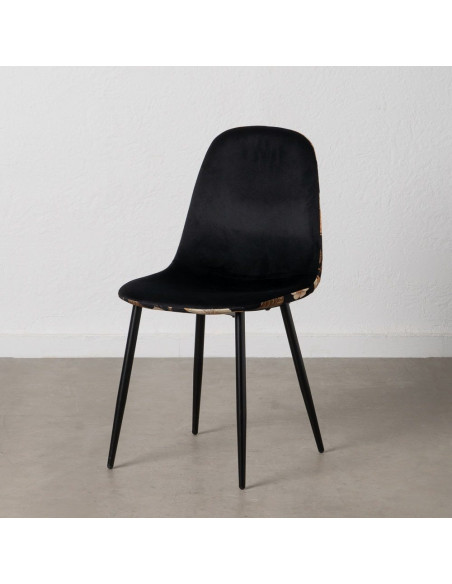 Chaise moderne dos motif fleurs en Tissu Métal Noir Nerea (Lot de 4) - 13