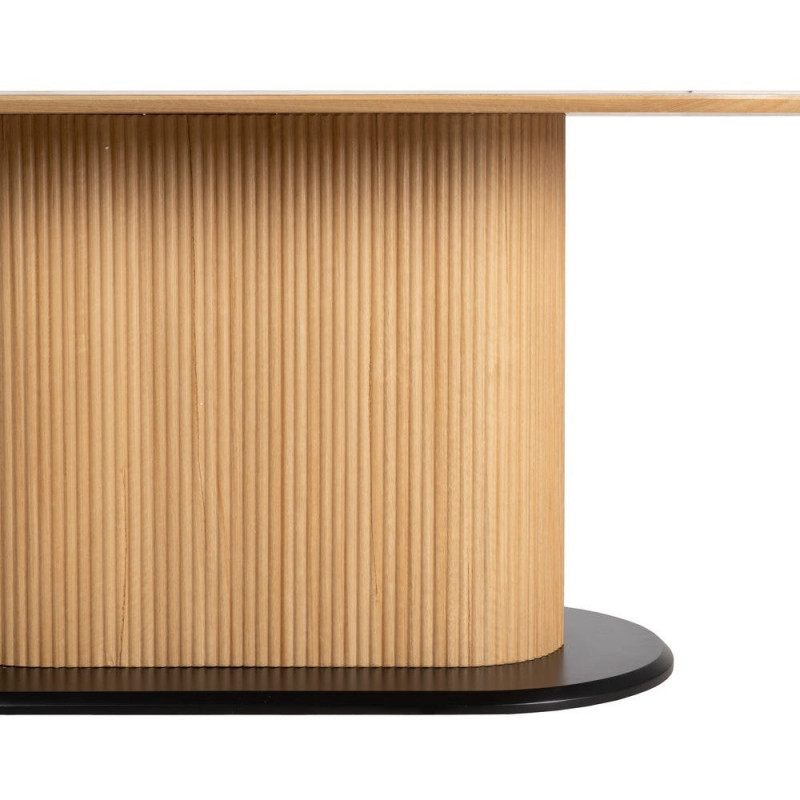 Table à manger moderne chic Ovale 6 personnes en Bois MDF Naturel Noir Céramique Blanc Effet marbre Dalina - 3