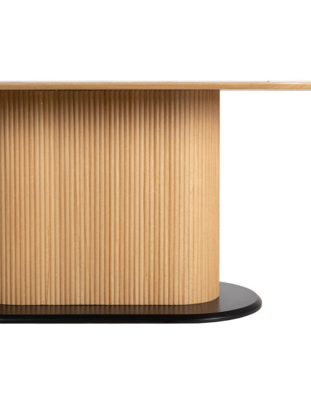 Table à manger moderne chic Ovale 6 personnes en Bois MDF Naturel Noir Céramique Blanc Effet marbre Dalina - 3