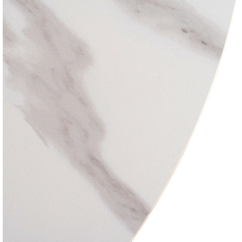 Table à manger moderne chic Ovale 6 personnes en Bois MDF Naturel Noir Céramique Blanc Effet marbre Dalina - 5