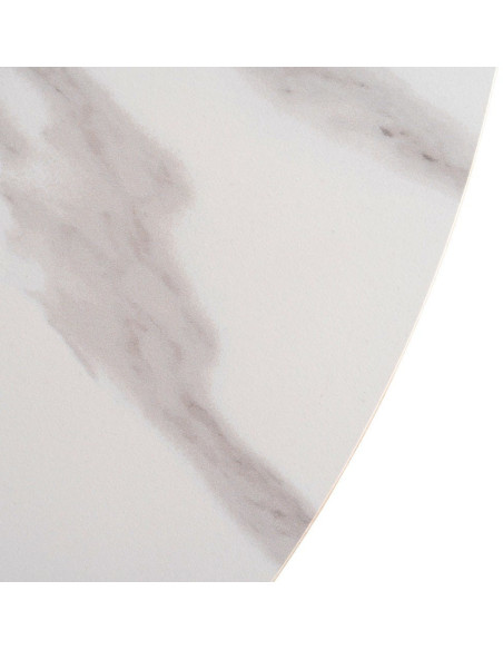 Table à manger moderne chic Ovale 6 personnes en Bois MDF Naturel Noir Céramique Blanc Effet marbre Dalina - 5