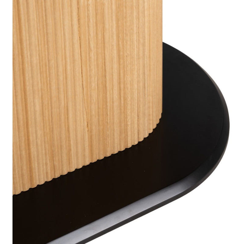 Table à manger moderne chic Ovale 6 personnes en Bois MDF Naturel Noir Céramique Blanc Effet marbre Dalina - 7