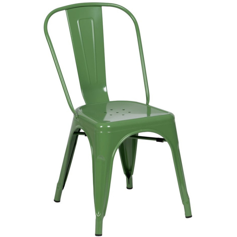 Chaise industrielle chic en Métal Vert Dallas (Lot de 4) - 1