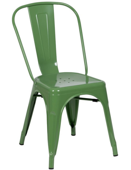 Chaise industrielle chic en Métal Vert Dallas (Lot de 4) - 1