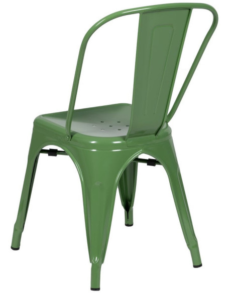 Chaise industrielle chic en Métal Vert Dallas (Lot de 4) - 3