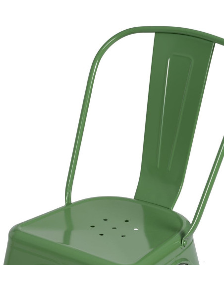 Chaise industrielle chic en Métal Vert Dallas (Lot de 4) - 5