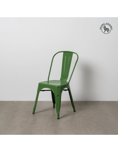 Chaise industrielle chic en Métal Vert Dallas (Lot de 4) - 12