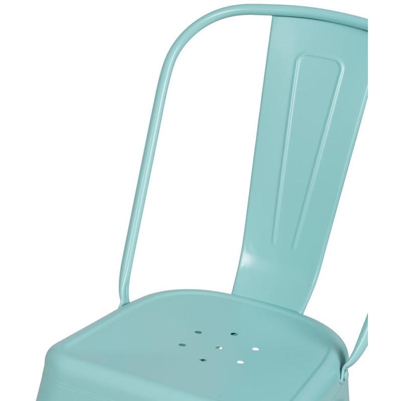 Chaise industrielle chic en Métal Bleu Dallas (Lot de 4) - 5