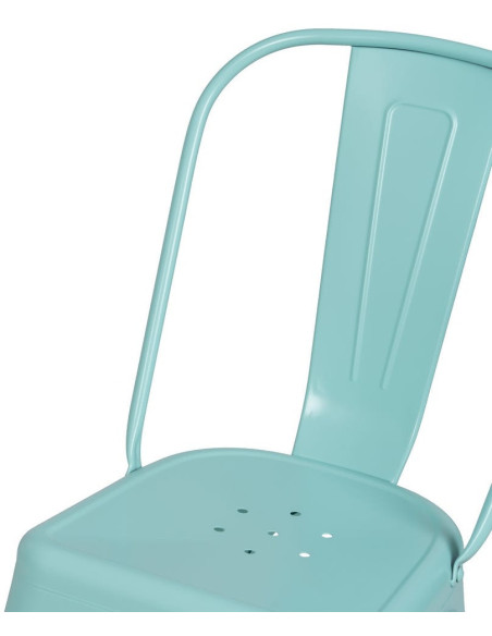 Chaise industrielle chic en Métal Bleu Dallas (Lot de 4) - 5