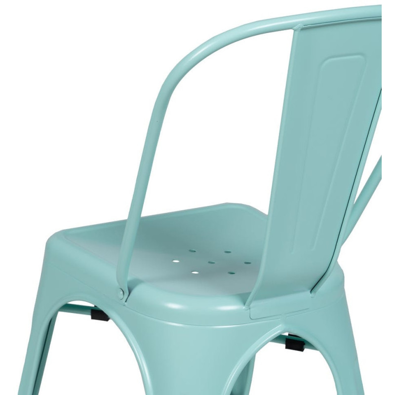 Chaise industrielle chic en Métal Bleu Dallas (Lot de 4) - 9