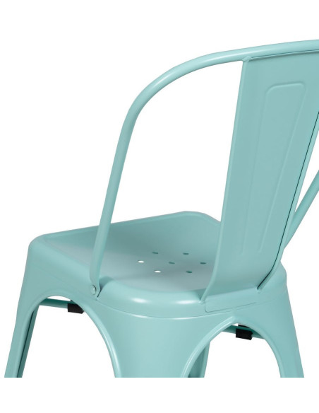 Chaise industrielle chic en Métal Bleu Dallas (Lot de 4) - 9