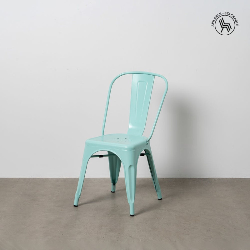 Chaise industrielle chic en Métal Bleu Dallas (Lot de 4) - 12