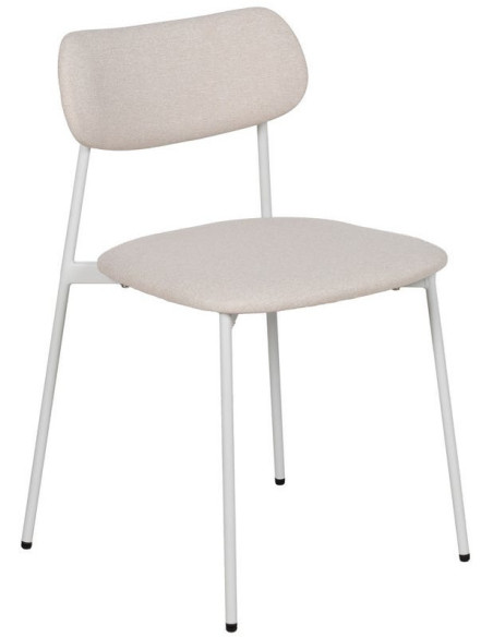 Chaise originale moderne en Tissu Métal Blanc crème Zira (Lot de 6) - 1