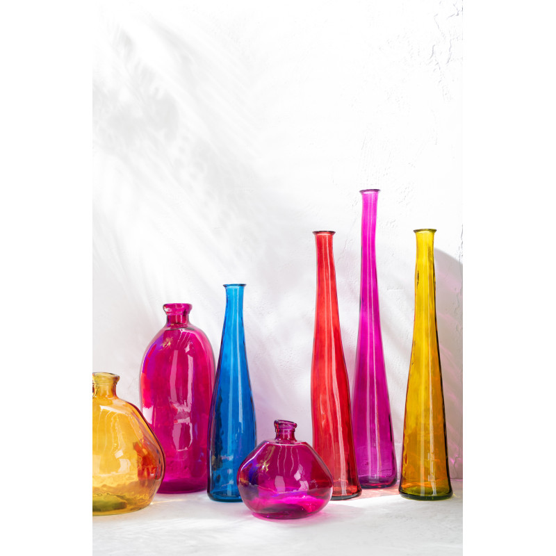 Vase Bouteille XXL Slim Hauteur 100 cm en Verre Jaune Noah - 2