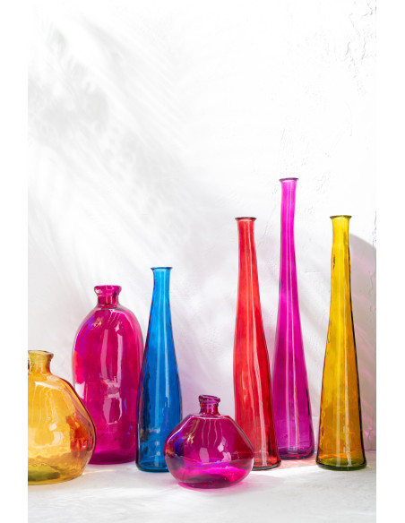 Vase Bouteille XXL Slim Hauteur 100 cm en Verre Jaune Noah - 2