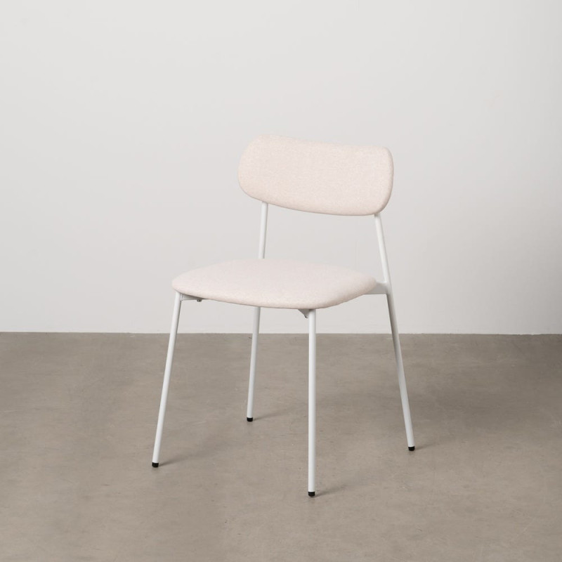 Chaise originale moderne en Tissu Métal Blanc crème Zira (Lot de 6) - 11