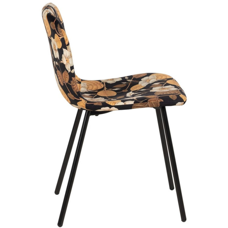 Chaise moderne motif fleurs en Tissu Métal Noir Nerea (Lot de 4) - 2
