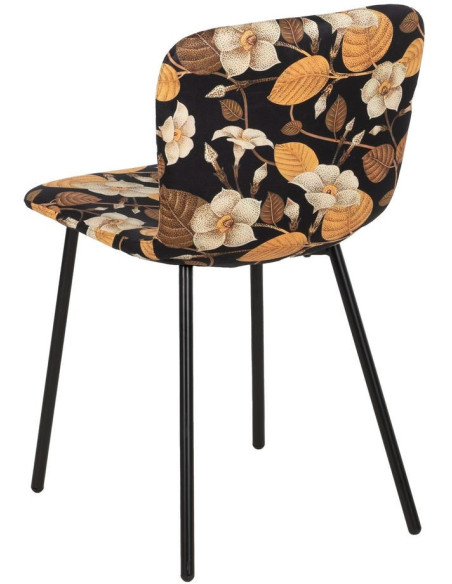 Chaise moderne motif fleurs en Tissu Métal Noir Nerea (Lot de 4) - 3
