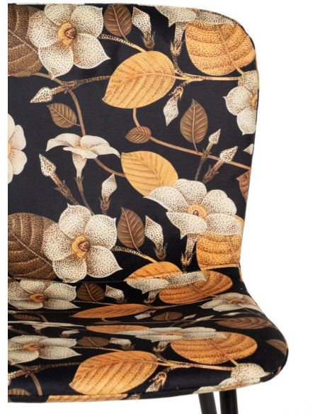 Chaise moderne motif fleurs en Tissu Métal Noir Nerea (Lot de 4) - 4