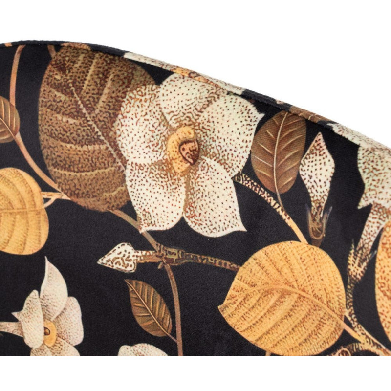 Chaise moderne motif fleurs en Tissu Métal Noir Nerea (Lot de 4) - 6