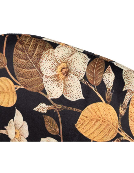 Chaise moderne motif fleurs en Tissu Métal Noir Nerea (Lot de 4) - 6