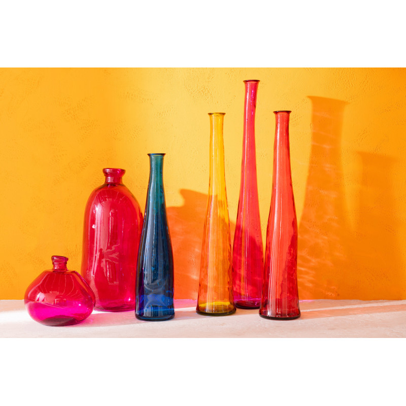 Vase Bouteille XXL Slim Hauteur 100 cm en Verre Jaune Noah - 3