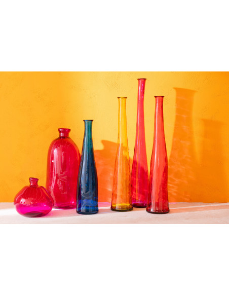 Vase Bouteille XXL Slim Hauteur 100 cm en Verre Jaune Noah - 3