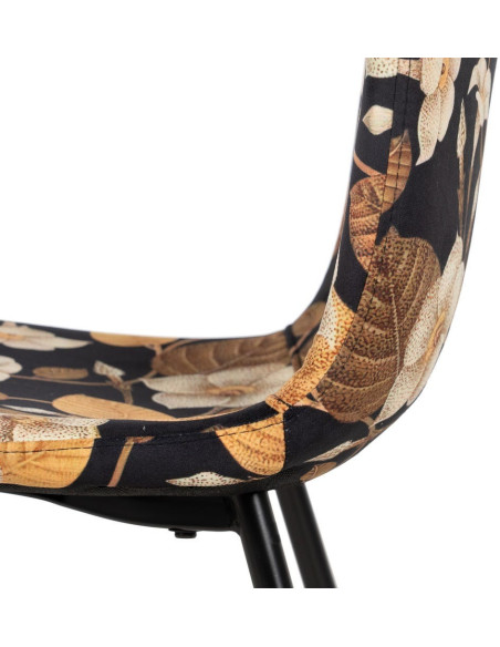 Chaise moderne motif fleurs en Tissu Métal Noir Nerea (Lot de 4) - 7