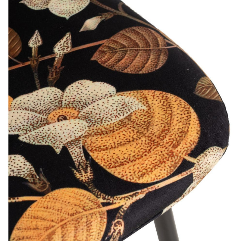 Chaise moderne motif fleurs en Tissu Métal Noir Nerea (Lot de 4) - 8