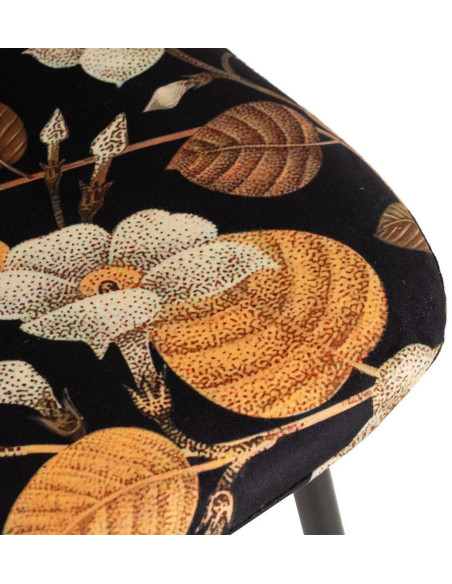Chaise moderne motif fleurs en Tissu Métal Noir Nerea (Lot de 4) - 8
