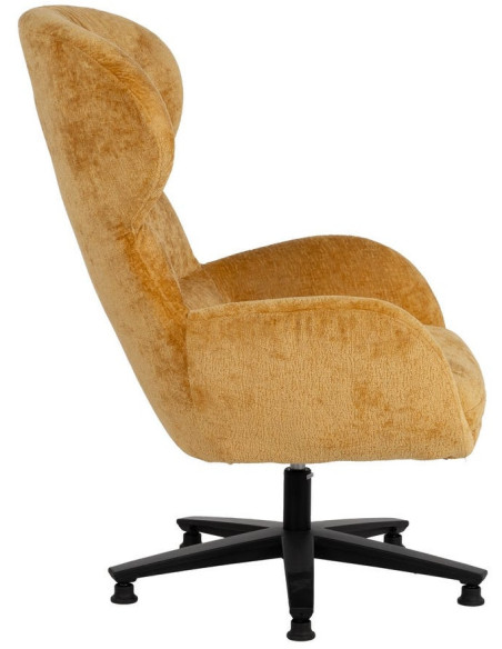 Grand Fauteuil pivotant moderne en Tissu Jaune moutarde Métal Noir Fabian - 2
